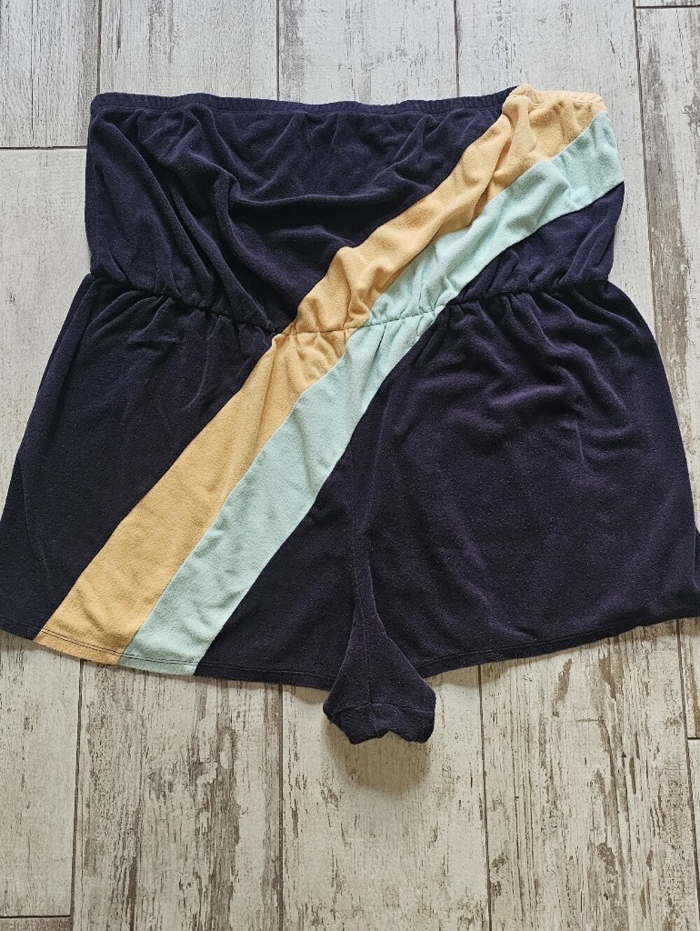 wild fable Navy/purple Terry Strapless Romper with Diagonal Stripes 4X